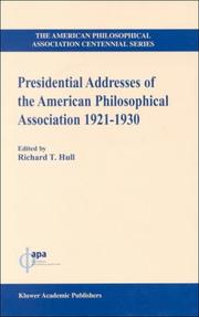 Presidential addresses of the American Philosophical Association, 1921-1930