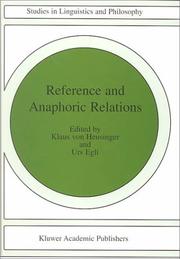 Cover of: Reference and anaphoric relations