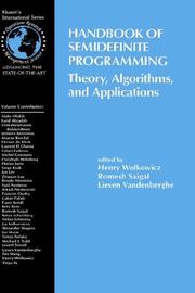 Handbook of semidefinite programming : theory, algorithms, and applications