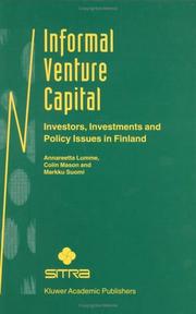 Informal venture capital : investors, investments and policy issues in Finland