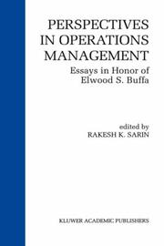 Cover of: Perspectives in operations management: essays in honor of Elwood S. Buffa