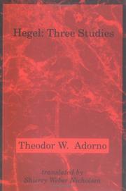 Cover of: Hegel: Three Studies (Studies in Contemporary German Social Thought)