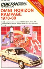 Cover of: Chilton Book Company repair manual.: all U.S. and Canadian models of Dodge Omni, Miser, 024, Charger 2.2, Plymouth Horizon, Miser, TC3, TC3 Tourismo, Rampage