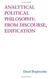 Cover of: Analytical Political Philosophy: From Discourse, Edification (Toronto Studies in Philosophy)