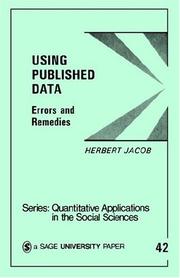 Cover of: Using published data: errors and remedies