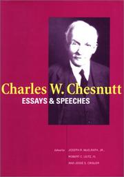 Cover of: Charles W. Chesnutt: essays and speeches