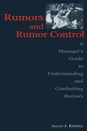 Rumors and Rumor Control by Allan J. Kimmel