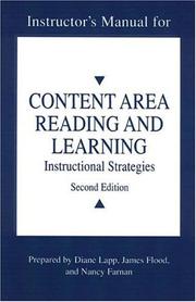 Cover of: Content Area Literacy And Learning: Instructional Strategies