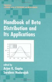 Cover of: Handbook of Beta Distribution and Its Applications (Statistics: a Series of Textbooks and Monogrphs)