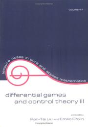 Cover of: Differential Games and Control Theory Iii (Lecture Notes in Pure and Applied Mathematics ; V. 44)