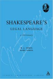 Cover of: Shakespeare's Legal Language: A Dictionary (Student Shakespeare Library)