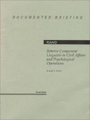 Cover of: Reserve component linguists in civil affairs and psychological operations