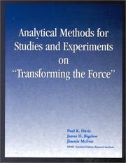 Cover of: Analytical methods for studies and experiments on "transforming the force"