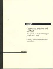 Governance for whom and for what : principles to guide health policy in Miami-Dade County