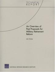 Cover of: An Overview of Past Proposals for Military Retirement Reform (Technical Report)