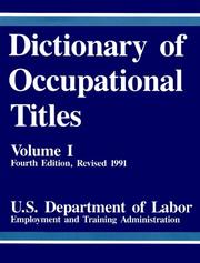 Cover of: Dictionary of Occupational Titles, Vol. 1
