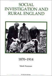 Cover of: Social Investigation and Rural England, 1870-1914