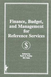 Cover of: Finance, Budget, and Management for Reference Services (Reference Librarian Series) (Reference Librarian Series)