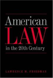 Cover of: American Law in the 20th Century