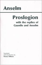 Cover of: Proslogion: with the replies of Gaunilo and Anselm