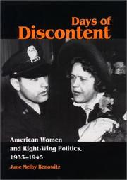 Cover of: Days of discontent: American women and right-wing politics, 1933-1945
