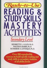 Cover of: Ready-to-use reading & study skills mastery activities by Henriette L. Allen