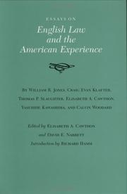 Cover of: Essays on English law and the American experience