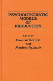 Cover of: Psycholinguistic models of production