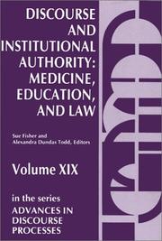 Cover of: Discourse and institutional authority: medicine, education, and law