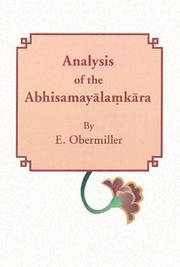 Cover of: Analysis of the Abhisamayalamkara | Eugene Obermiller