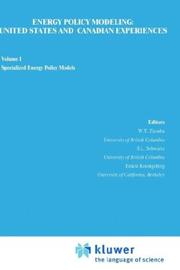 Energy policy modeling : United States and Canadian experiences. Vol.1, Specialized energy policy models