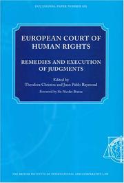 European Court of Human Rights : remedies and execution of judgments