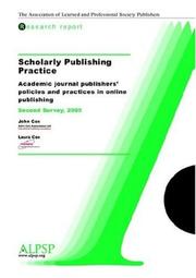 Cover of: Scholarly Publishing Practice, Second Survey