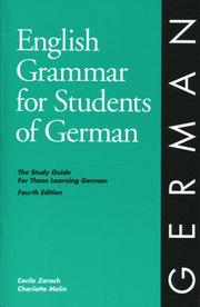 Cover of: English grammar for students of German by Cecile Zorach