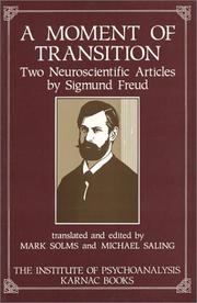 Cover of: A Moment of Transition: Two Neuroscientific Articles by Sigmund Freud