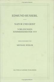 Natur und Geist : Vorlesungen Sommersemester 1919