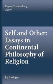 Cover of: Self and Other: Essays in Continental Philosophy of Religion