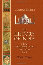 Cover of: The History of India from the Earliest Ages