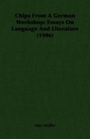 Cover of: Chips From A German Workshop: Essays On Language And Literature (1906)