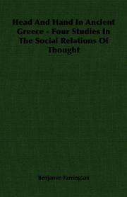 Cover of: Head And Hand In Ancient Greece - Four Studies In The Social Relations Of Thought