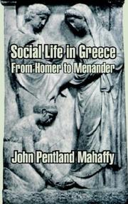 Cover of: Social Life in Greece: From Homer to Menander