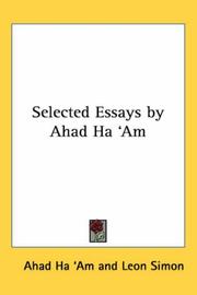Cover of: Selected Essays by Ahad Ha 'Am