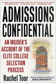 Admissions Confidential by Rachel Toor