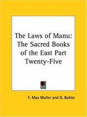 Cover of: The Laws Of Manu: The Sacred Books Of The East Part Twenty-five