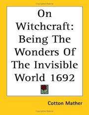 Cover of: On Witchcraft: Being The Wonders Of The Invisible World 1692