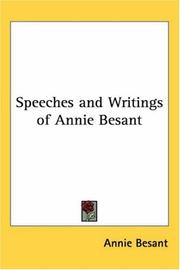 Cover of: Speeches and Writings of Annie Besant
