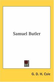 Samuel Butler by G. D. H. (George Douglas Howard) Cole