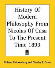 Cover of: History Of Modern Philosophy From Nicolas Of Cusa To The Present Time 1893