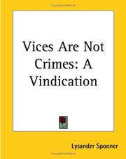 Cover of: Vices Are Not Crimes: A Vindication