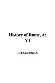 Cover of: A History of Rome: V1